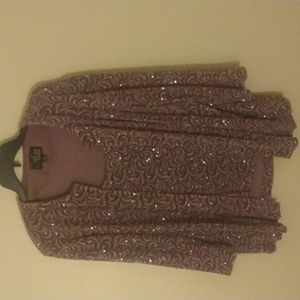 Light purple cardigan 3/4 sleeves.